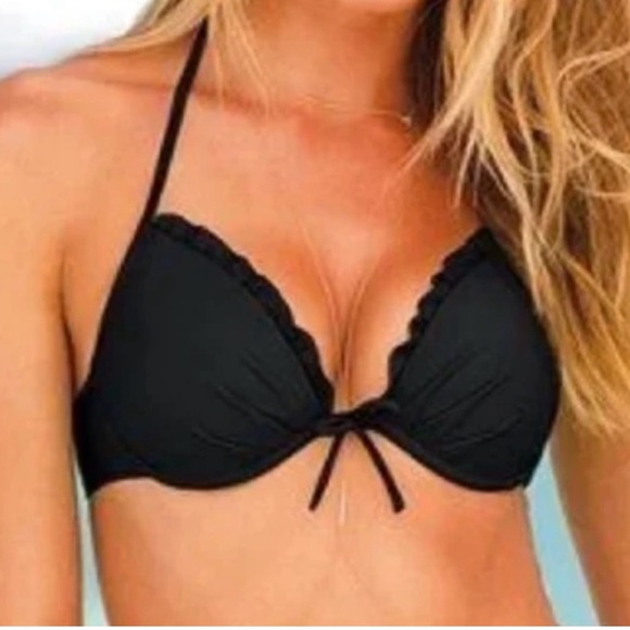 Victoria's Secret Other - Victorias Secret Sexy Push-Up Black Halter Bikini Top size 36C